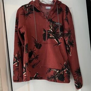 Columbia Maroon and Black Patterned hoodie.